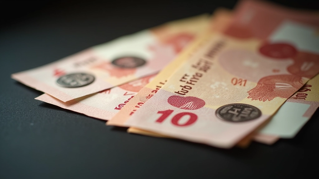 Close-up of Malaysian ringgit currency notes fanned out on dark surface with soft lighting